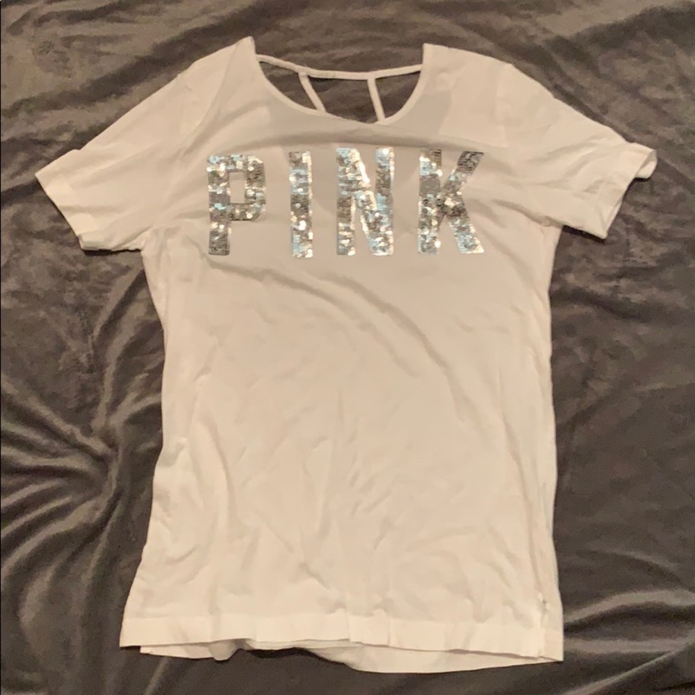 VICTORIA SECRET PINK WHITE T-SHIRT